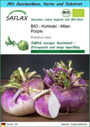 SAFLAX Gemüsesamen SAFLAX - Geschenkset - BIO - Kohlrabi - Milan Purple