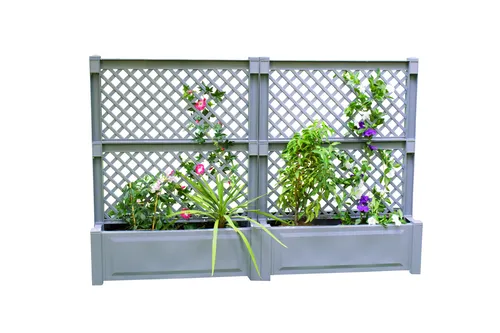 KHW Spalier 2er-Set - Pflanzkasten groß mit Zentralspalier - Pflanzenkästen & Spaliere, UV-beständig und winterfest, ideal für kreative Gartengestaltung mit 220 l Fassungsvermögen.