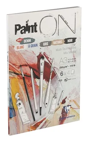 Clairefontaine 975411C - Zeichenblock PaintOn mit 24 Blatt 29,7x42 cm 250g sortierte Farben