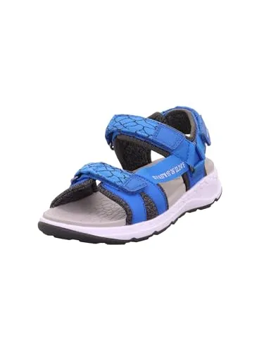 Superfit Jungen Criss Cross Sandale, Blau Grau 8020, 39 EU - Wanderschuhe mit 3 individuell verstellbaren Klettverschlüssen für optimalen Halt und einer leichten, flexiblen Sohle für müheloses Abrollen.