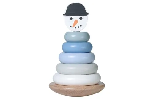Kindsgut Stapelturm Schneemann, Motorikspielzeug, Kinder aus Holz, weihnachtliche Deko fürs Kinderzimmer, Fördert die Feinmotorik, Lernspielzeug