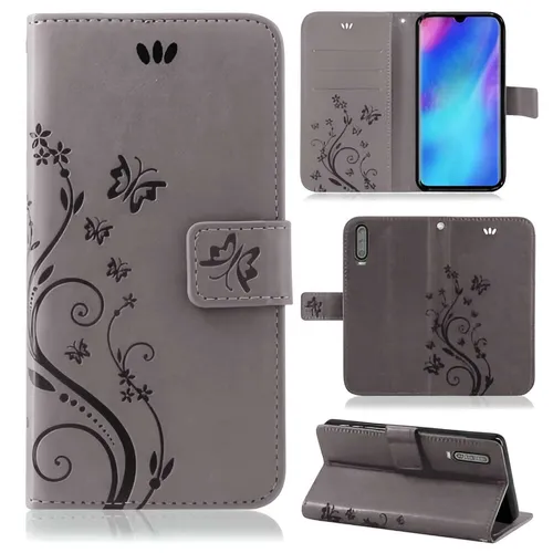 Huawei P30 Handy Tasche Handyhülle Wallet Buch Schutz Hülle Blumen Cover Etui