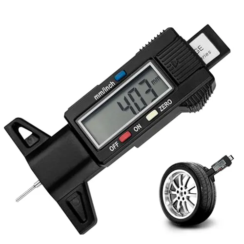 Gvolatee Profiltiefenmesser für Reifen, Reifenprofiltiefenmesser, Reifenprofilmesser, Profiltiefen-Messgerät mit LCD Display, Reifentiefenmesser, Auto Tiefenmesser Digital für PKW, LKW, Vans, Motorrad