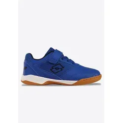 Lotto Hallenschuh blau 31 EU - Sneaker für Kinder, ideal für Hallensportarten wie Badminton und Volleyball, mit praktischem Klettverschluss für einfaches An- und Ausziehen.