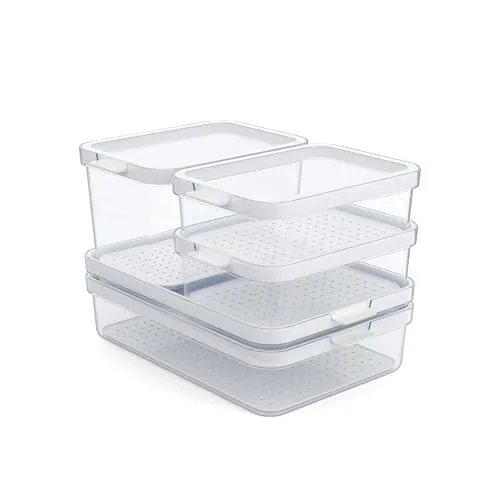 Rotho CAUMA Kühlschrank Organizer Set - 5 Frischhaltedosen für Ordnung im Kühlschrank - Praktisches Set mit 5 Frischhaltedosen aus BPA-freiem Kunststoff. Ideal zur übersichtlichen Aufbewahrung von Lebensmitteln. Die Boxen sind stapelbar und leicht zu reinigen, perfekt für die tägliche Nutzung in der Küche.