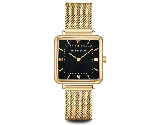 Eastside Damen Uhr analog mit Edelstahl gelbgold Armband 10080087 - Elegante eckige Armbanduhr für Damen mit hochwertigem Japan Quarzwerk, spritzwassergeschützt und perfekt in einer Geschenkbox verpackt.