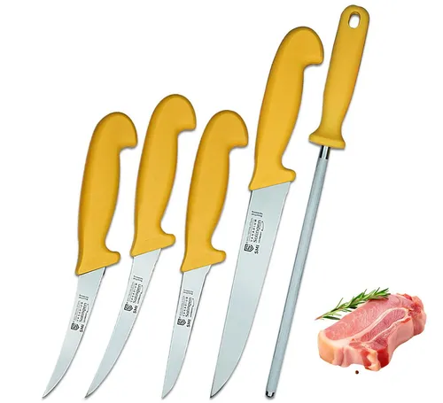 SMI 5-teiliges Metzgermesserset aus Solingen in gelb von Unique beauty instruments