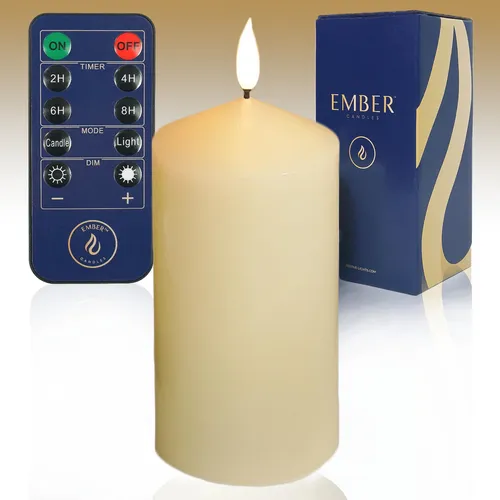 Ember ™ LED Kerze Flameless Flackernd Kapelle Elfenbein Batteriebetrieben 15cm
