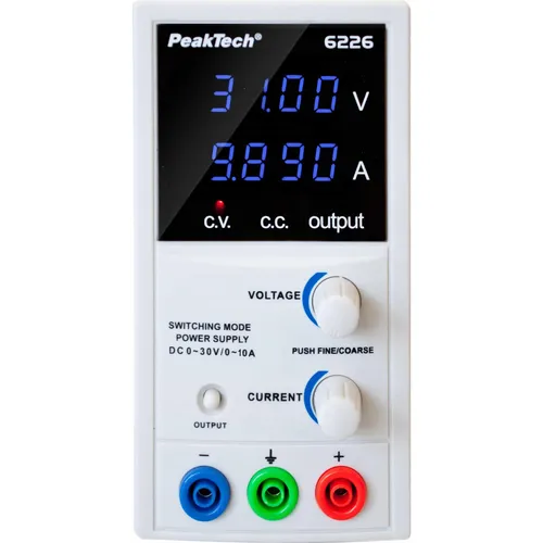 PEAKTECH Labornetzteil P 6226 - Präzise Spannungs- und Stromregelung - Regelbare Netzgeräte mit 0...30 V und 0...10 A, ideal für Laboranwendungen und Experimente, bietet hohe Genauigkeit und Stabilität.