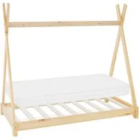 ML-DESIGN Spielbett Tipi Zeltbett mit Lattenrost - Betten für Kinder im Alter von 2-6 Jahren, robust und ideal zum Spielen und Schlafen. Das Kieferholz und die vertikalen Streben schaffen eine kreative Atmosphäre für kleine Abenteuer.