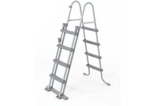 Bestway Poolzubehör Sicherheitsleiter, 122 cm - Poolleitern – Doppelleiter mit 4 Stufen auf jeder Seite für sicheres Ein- und Aussteigen. Robuste Konstruktion mit antikorrosionsbehandeltem Metall und dauerhaften Kunststoffstufen.