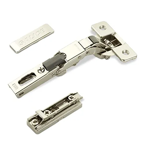 Salice Universalscharniere 110° Bohrbild T45 für abgerundete, überfälzte und profilierte Türen mit Linear-Montageplatte Höhe 3 mm Exzenterverstellung, Scharnierarmabdeckung 2 x