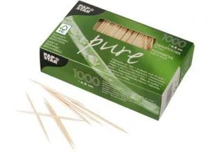 Zahnstocher, FSC®-zertifiziertes Holz, L jeweils 68 mm, 1000 Stück, naturfarben, in Faltschachtel