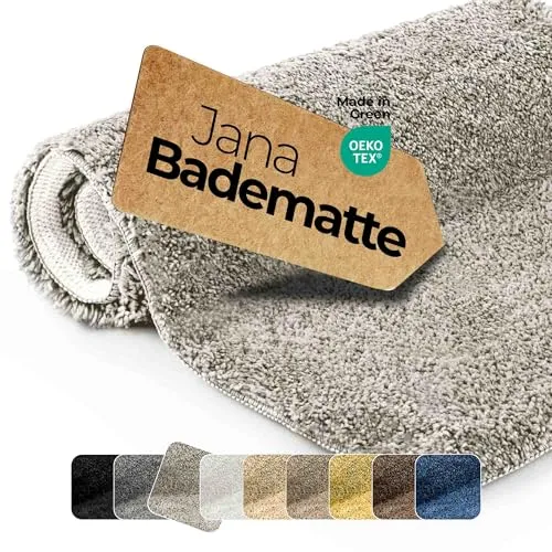 etérea Badezimmerteppich Jana - Runder rutschfester Badvorleger 60x60 cm - Stylische und rutschfeste Badematte Jana, ideal für Badezimmer. Hochflor, schnell trocknend und waschbar, sorgt für Komfort und Sicherheit. Perfekt unter Waschbecken oder vor Badewanne. Strapazierfähig und pflegeleicht.