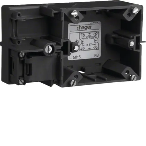 Hager L5816 Geräteeinbaudose CEE - Geräteeinbaudose CEE aus halogenfreiem Polyamid, ideal für den sicheren Anschluss von CEE-Geräten, geschlossene Ausführung für optimalen Schutz.
