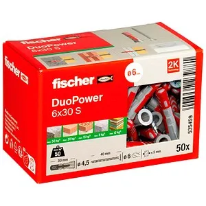fischer Allzweckdübel DuoPower 6 x 30 S, 50 Stück von Fischer