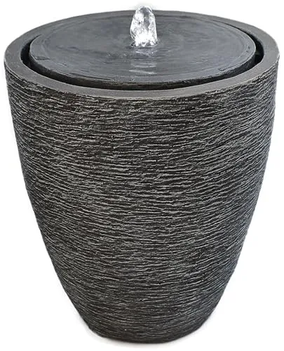 Gartenbrunnen mit LED Beleuchtung - Modernes Wasserspiel für Innen und Außen - Springbrunnen für Gartenteiche, wetterfest und pflegeleicht, mit stimmungsvollem LED-Licht für eine entspannende Atmosphäre.