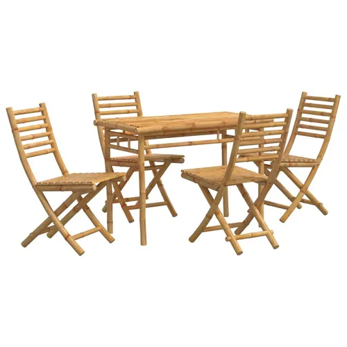 vidaXL 5-tlg. Garten-Essgruppe Bambus - Gartenmöbel-Set aus strapazierfähigem und wasserfestem Bambus, ideal zum Essen und Entspannen. Klappdesign für einfache Lagerung und Transport, bietet hohen Komfort und Stabilität.