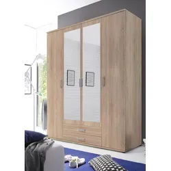 Pol Power Karl Kleiderschrank mit Spiegel 4 Türen - Kleiderschränke, funktional und modern mit 4 Türen, Spiegel für optische Vergrößerung des Raumes, ideal für eine knitterfreie Aufbewahrung Ihrer Kleidung.