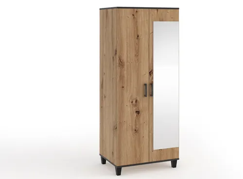 Masseno Drehtürenschrank CORTEZA 80 cm mit Spiegel - Stylischer Kleiderschrank CORTEZA 80 cm – optimale Raumnutzung und elegantes Design für Ihr Zuhause. Mit durchdachter Innenaufteilung sorgt er für Ordnung und bietet viel Stauraum für Bekleidung und Accessoires.