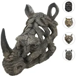 Deko Schädels Nashornkopf HWC-H41 - Sonstige Wanddekoration, detailreich verarbeitet und bruchfest, ideal für Indoor und Outdoor, ein auffälliges Highlight für jeden Raum.