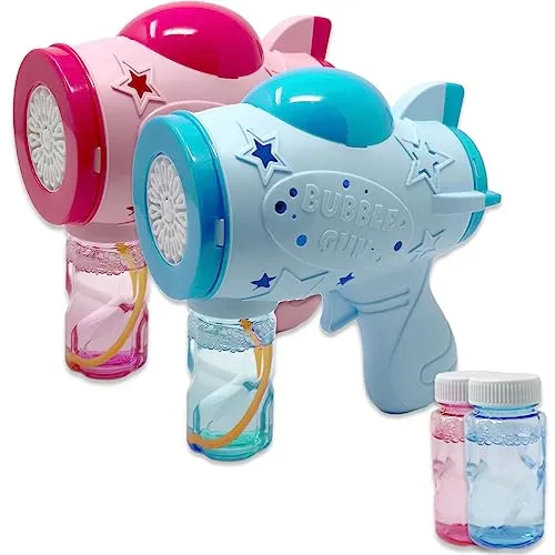 Elektrische Seifenblasenpistole Seifenblasenmaschine 15 Löcher für ganz viele Seifenblasen inkl. 2X 50ml Seifenblasenwasser-Fläschchen (Blau)