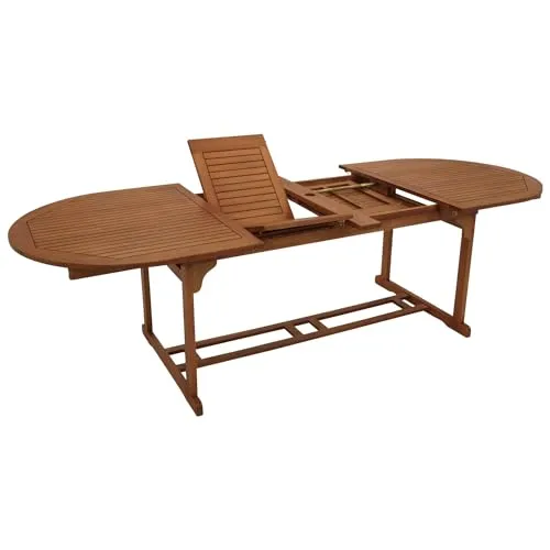 DEGAMO Ausziehtisch LAGO 180/260x100cm - Gartentisch aus hochwertigem Eukalyptus-Hartholz, geölt und pflegeleicht. Ideal für gesellige Runden im Freien, mit ausziehbarer Funktion für zusätzlichen Platz.