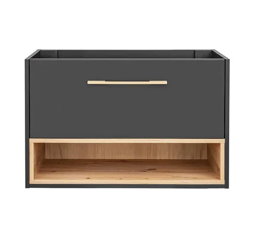 Lomadox Waschbeckenschrank BOLOGNA-56 - Waschbeckenunterschrank 80 cm in anthrazit mit Artisan Eiche Nb., Softclose-Funktion und feuchtigkeitsresistente Oberfläche für langlebige Qualität.