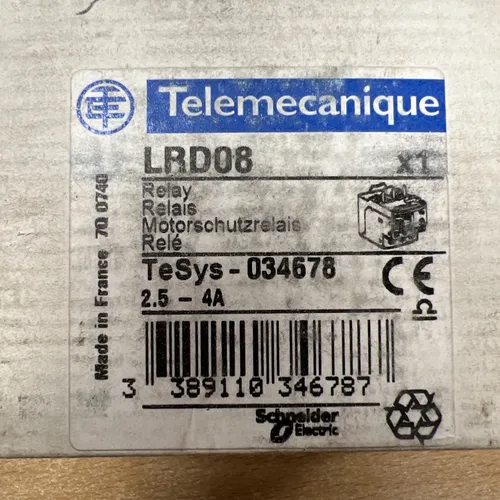 Telemecanique LRD08 Motorschutzrelais - Überlastschutzrelais für den industriellen Einsatz, mit thermischem Schutz und einer Nennstromstärke von 1-15 A, ideal für zuverlässige Motorsicherheit.
