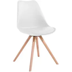 CLP Retro-Stuhl Toulouse Rund mit Kunstlederbezug in weiß von CLP