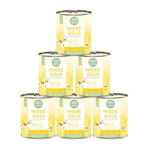 naftie veganes Hundefutter Bio Hirse Gold - Nassfutter Menü mit Erbsen - purinarm glutenfrei - Diät-Futter - 6X 800g
