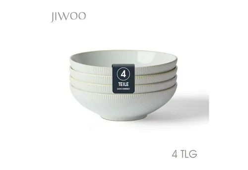 JIWOO 6er Ø20cm Speiseteller Salatteller Pastateller Teller Suppenschüssel, (4 St), Geschirr-Sets Keramik Teller set Schwarz Mikrowellen spülmaschinenfest