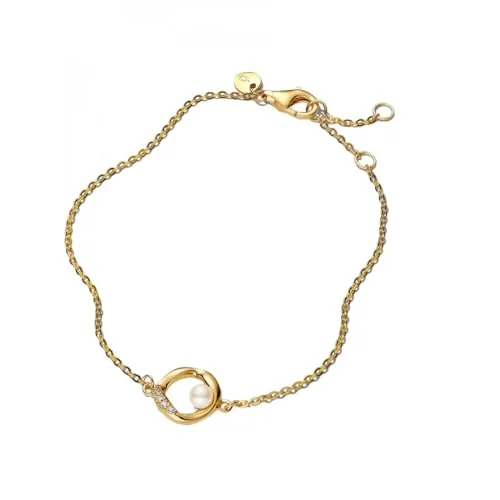PANDORA Organisch Geformter Pavé Kreis Armband mit Süßwasserzuchtperle - Armbänder für Damen, einzigartiges Design mit organischen Formen und funkelnden Cubic Zirkonia für einen strahlenden Look.