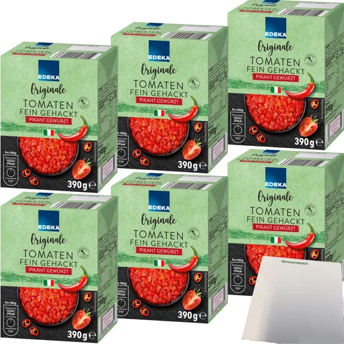 Edeka Originale Tomaten fein gehackt pikant gewürzt 6x390g Packung usy Block