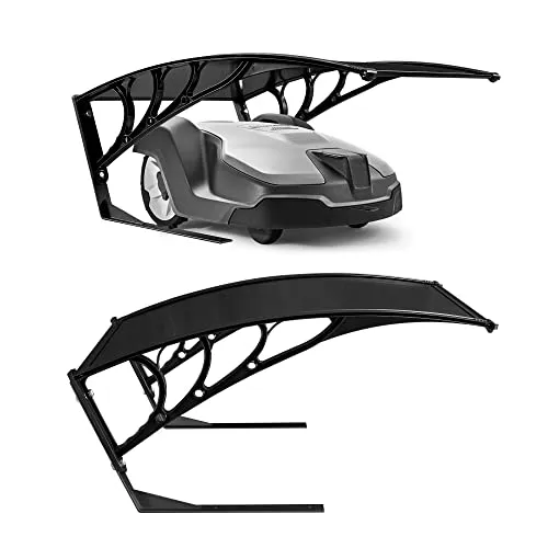 Arebos Mähroboter Garage - Mähroboterzubehör, witterungsbeständig mit UV-Schutz und robustem Metallständer für längere Lebensdauer Ihres Rasenroboters.