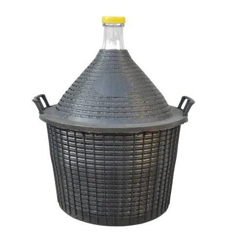 Glasballon im Schutzkorb - Glasballon im Schutzkorb, ideal zum Gären und Lagern von Flüssigkeiten, bietet optimalen Schutz und Stabilität für Ihre Gärprozesse.