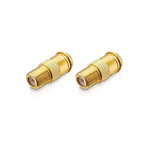 conecto F-Verbinder, F-Kupplung, F-Stecker Quick auf F-Buchse, Adapter zur Verlängerung von Antennen-Kabel/Koaxial-Kabel, vergoldet, 2er Set, SA-CC50828-SET2