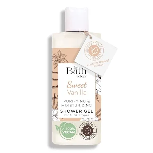The Bath Factory Duschgel – Sweet Vanilla – Feuchtigkeitsspendende & Pflegende Körperreinigung – 400 ml