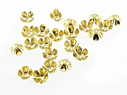 Vintageparts 40 Blumen Perlkappen in goldfarben, 7,5 mm, DIY-Schmuck