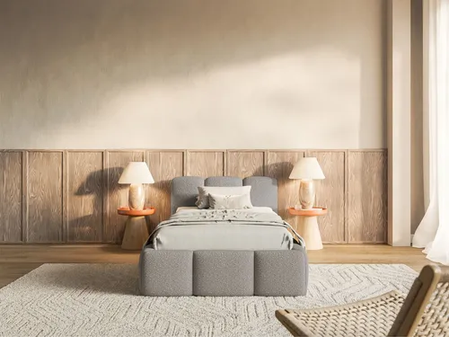 Selsey Kinderbett CLOUDY mit Bettkasten und Lattenrost, 90 x 200 cm - Stylisches Kinderbett CLOUDY mit integriertem Bettkasten für maximalen Stauraum. Der exklusive Bouclé-Bezug sorgt für einen eleganten Look und hohe Strapazierfähigkeit. Perfekt für stilvolle Schlafzimmer und Jugendzimmer.