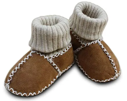 Heitmann-Felle Baby Lammfellschuhe mit Strickbündchen camel (18/19)