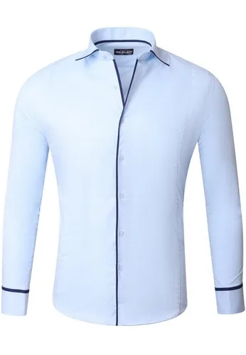 Reslad Herren Hemd Slim Fit l Madison Langarm Hemd in Hellblau-Navy L - Elegantes Slim Fit Herrenhemd mit Kontrastdetails. Bügelleicht und aus hochwertigem Material, ideal für Büro und Freizeit. Perfekte Passform für modernen Stil und hohen Tragekomfort.