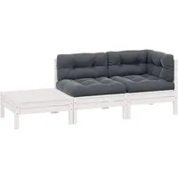 vidaXL 3-tlg. Garten-Lounge-Set mit Kissen - Gartenmöbel, stilvolles Lounge-Set aus massivem Kiefernholz, inklusive bequemer Kissen für maximalen Komfort im Freien.
