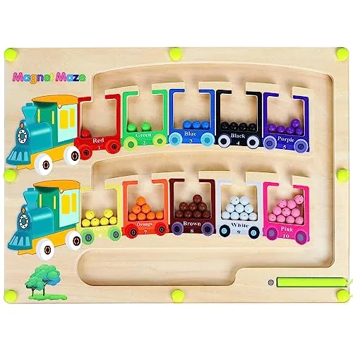 Pincush Magnetspiel Labyrinth Spielzeug Sortierspiel Montessori Spielzeug | Farben und Zahlen Lernen Sortierspiel 3 4 5 6 7 Jahre Magnete Kinder Motorikspielzeug als Geschenk für Mädchen und Jungen
