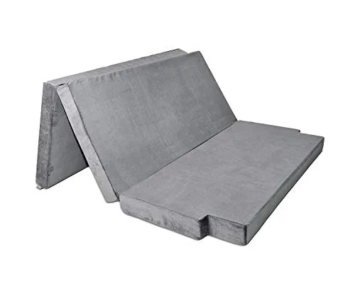 Premium Schlafauflage für VW T5/T6 - Klappmatratze 185x148x10 cm, Dunkelgrau - Matratzen für VW T5/T6: Hochwertige 3-teilige Klappmatratze mit 10 cm Kaltschaum für höchsten Schlafkomfort. Ideal für Camping, Reisen und als Gästebett. Pflegeleichter, waschbarer Bezug.