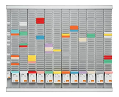 Nobo Stecktafel 32938864, T-Kartentafel für Organisation - Konferenz und Präsentation – Extra stabile Metallkonstruktion mit 12 Modulen und 32 Schlitzen pro Modul, ideal für die effiziente Planung von Projekten und Belegungen.