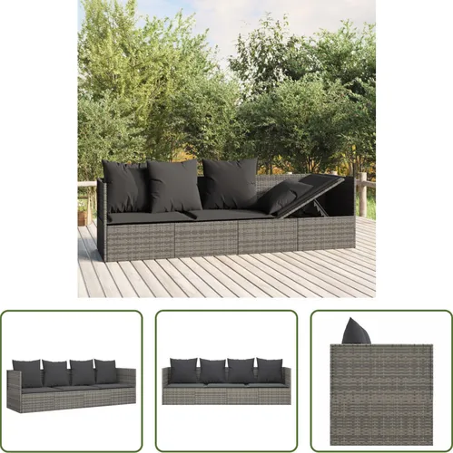Outdoor-Loungebett mit Kissen Grau aus Poly Rattan
