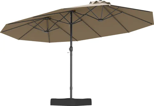 COSTWAY Doppelsonnenschirm UPF 50+ mit Ständer 443x263cm - Großer Sonnenschirm für umfassenden Schutz im Freien. Mit stabiler Konstruktion und hochwertigem Material ist er ideal für Gartenpartys und Restaurantbetrieb. Genießen Sie schattige Momente!
