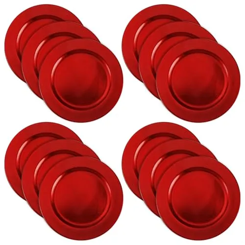 com-four® 12x Platzteller gebürstet - wiederverwendbare Unterteller als Tischdekoration - edle Dekoteller für Hochzeit, Familienfeier oder Weihnachten - Ø 33 cm Servierplatten