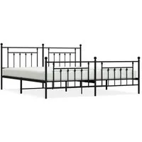 Bettgestell Metall Schwarz 193x203 cm mit Kopf- und Fußteil